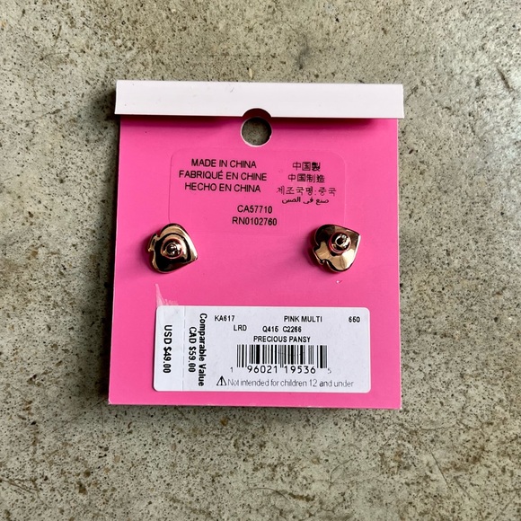 New Kate Spade precious pansy stud enamel jewelry earrings - Picture 4 of 4